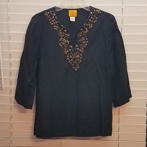 Ruby Rd. black embellished blouse top shirt
